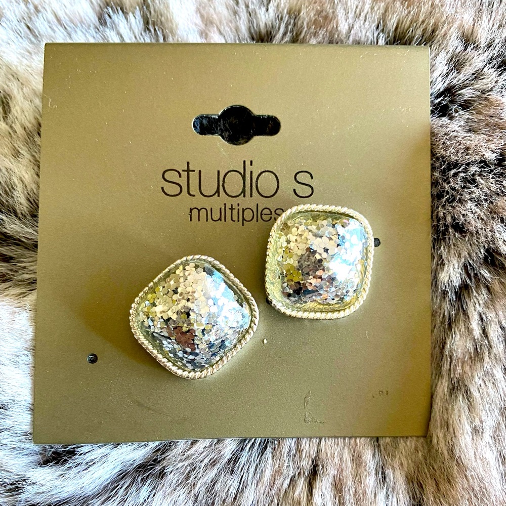 Silver shimmering earrings studs
